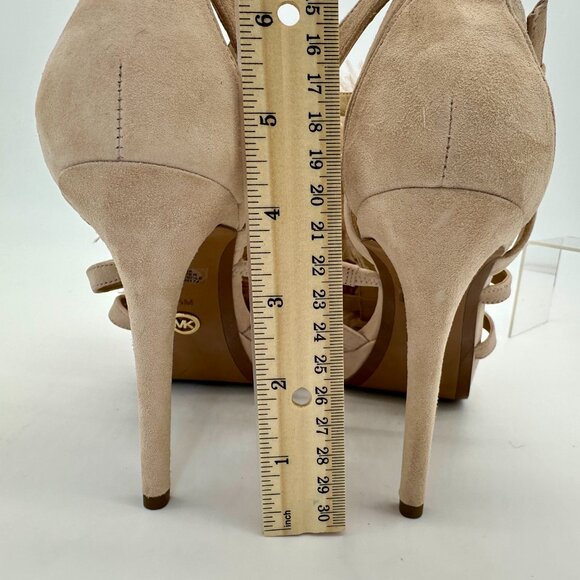 Michael Kors FARA Pom-Pom Heels | Blush Suede | Size 9.5 - Picture 2 of 12